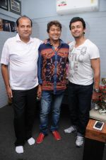Dhananjay Kumar Yadav (Producer), Adesh Srivastav (Music Director) and Sonu Nigam at the recording of a song for Dhananjay Films Pvt Ltd_s film - Janta Vs Janardan   DSC_7818.JPG